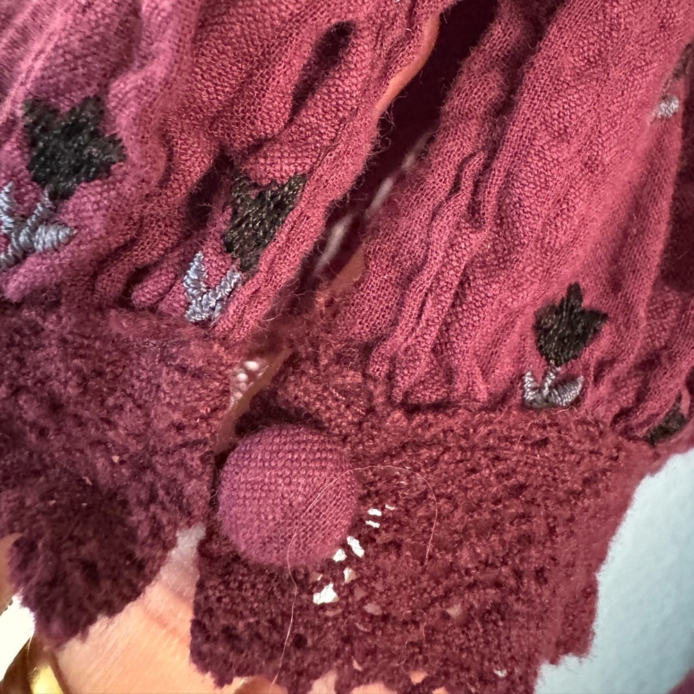 LOVESHACKFANCY Lena Burgundy Puff Sleeve Dress with Bow Detail Spice Small - Picture 6 of 10